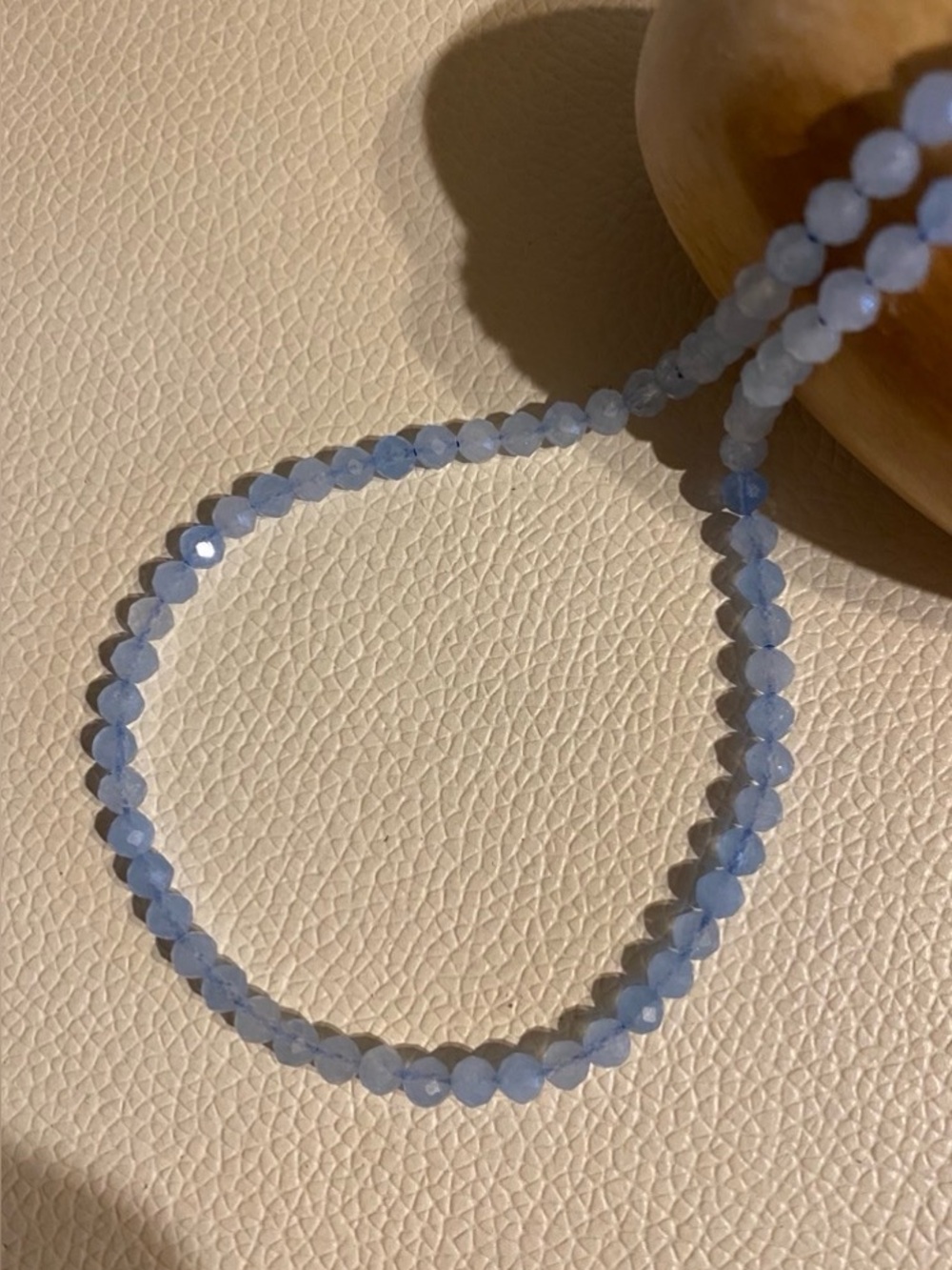 Natural Aquamarine Faceted Round 4mm Bead Necklace 925 Sterling Silver